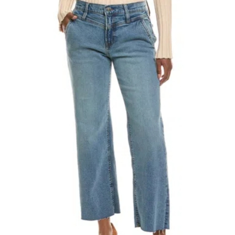 Hudson Rosalie High Rise Wide Leg Cropped Jeans Raw Hem